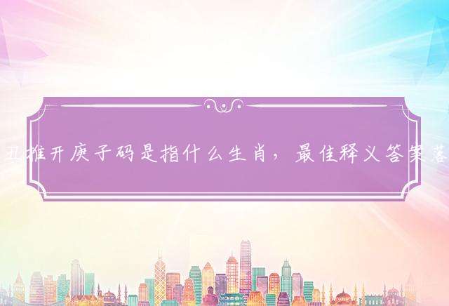 乙丑推开庚子码是指什么生肖，最佳释义答案落实